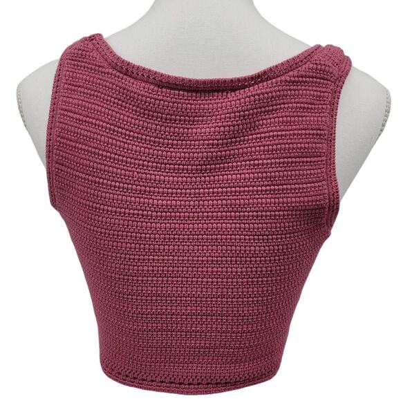 Zara Pink Knit Crop Top, Square Neck, Sleeveless, Size M, Trendy Summer Style - Picture 2 of 6